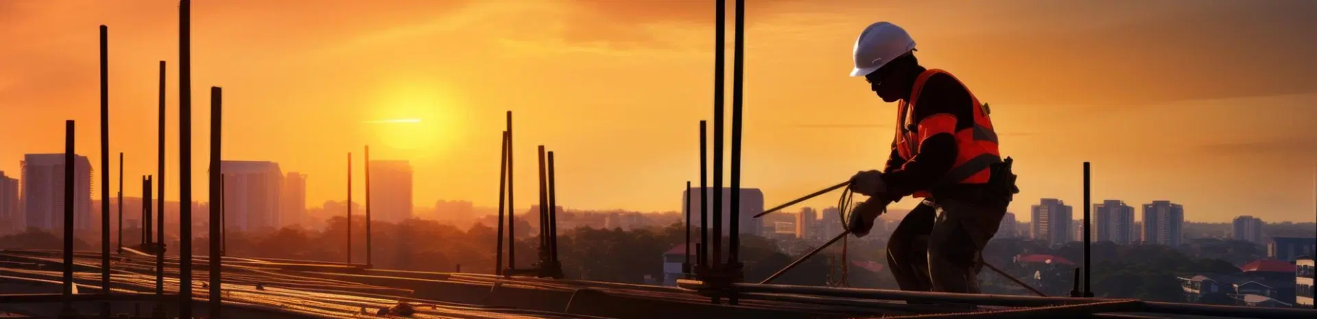 Renovation site at sunset